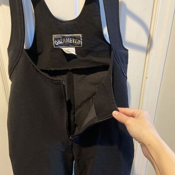 Obermeyer Ski Bib Pants Womens 10 Black Wool Blend Stretch Stirrup Made Japan - Picture 11 of 15